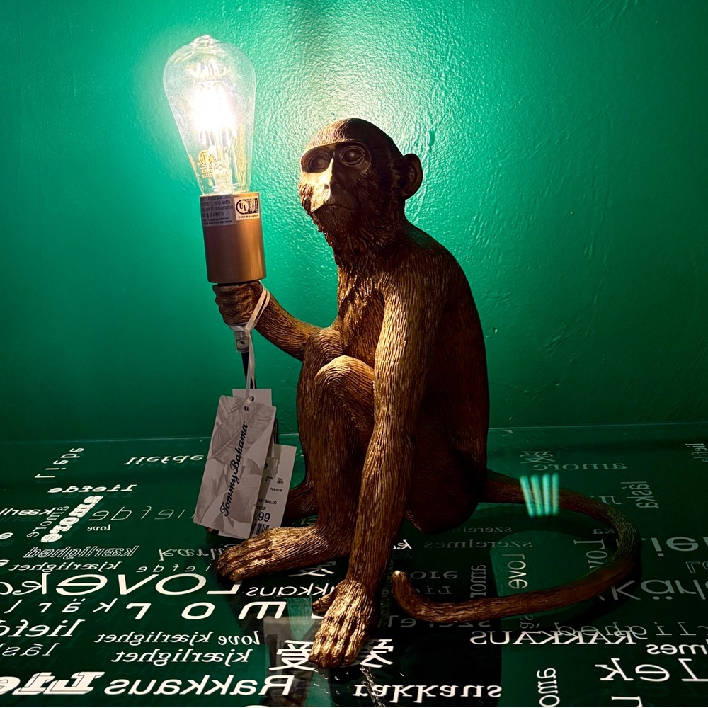 Tommy Bahama Gold Monkey Sitting Bulb Lamp Designer Rare Exotic Tropic Collector - Picture 4 of 12